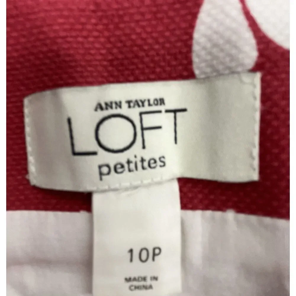Ann‎ Taylor Loft Petite Skirt 10P Red Floral Pencil Mini Lined Cotton Career - Picture 7 of 8